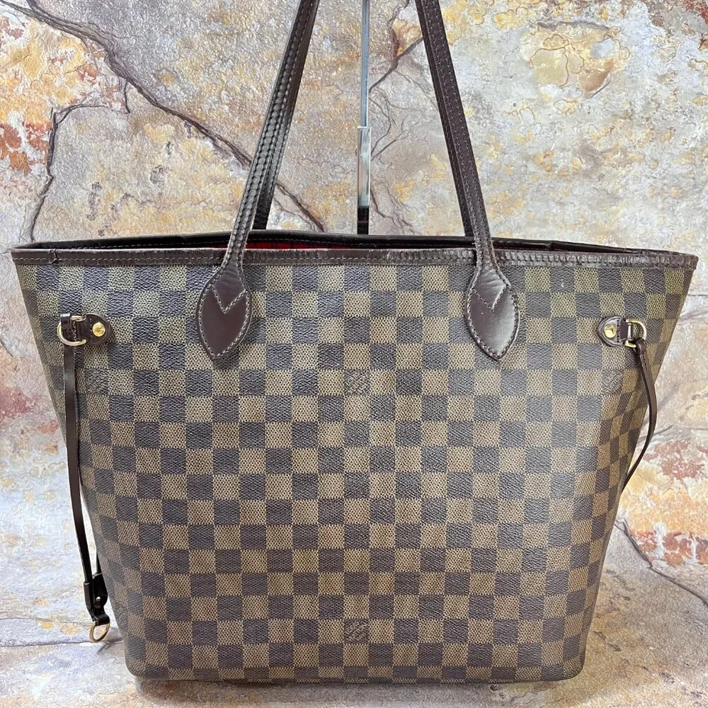 Louis Vuitton Neverfull MM Tote Bag Damier Brown Shoulder Bag - Picture 2 of 12